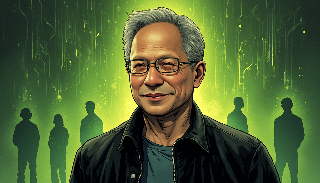 Comic-style AI illustration of Jensen Huang