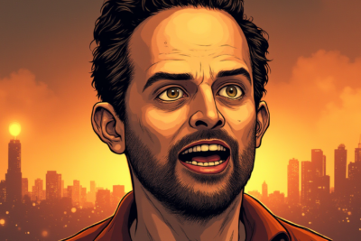 Comic-style AI illustration of Nick Kroll
