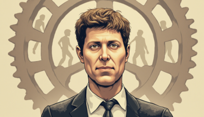 Comic-style AI illustration of Sam Altman