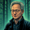 Comic-style AI illustration of Jensen Huang
