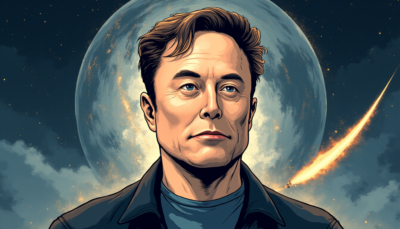 Comic-style AI illustration of Elon Musk
