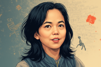 Comic-style AI illustration of Fei-Fei Li