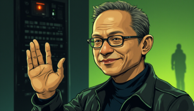 Comic-style AI illustration of Jensen Huang