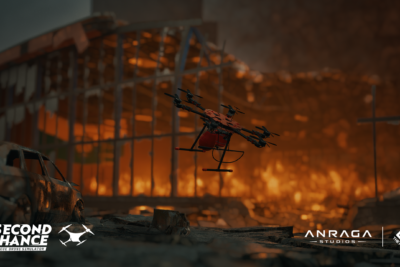 A rescue drone navigates a disaster scene in Rescue Drone Simulator: Second Chance