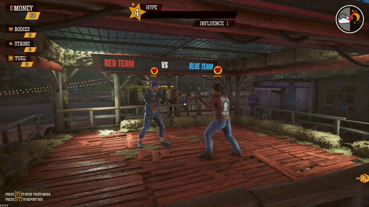 Two brawlers square off in the underground fight club in Roadhouse Simulator