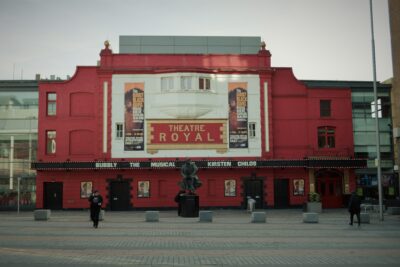 Exterior of Theatre Royal Stratford East, the iconic red Victorian theatre in East London E15