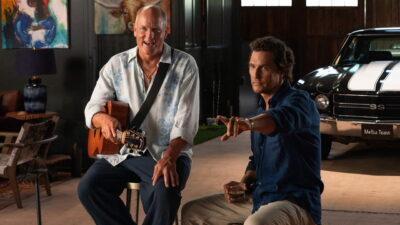 Woody Harrelson and Matthew McConaughey on a Texas ranch in the Apple TV+ comedy Brothers
