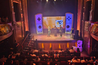 Sam Agten accepting the Most Anticipated Belgian Game award for Stip at the Belgian Game Awards