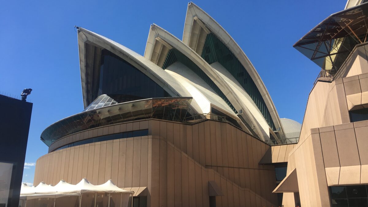 Sydney Opera House exterior in daylight with the Forecourt steps visible