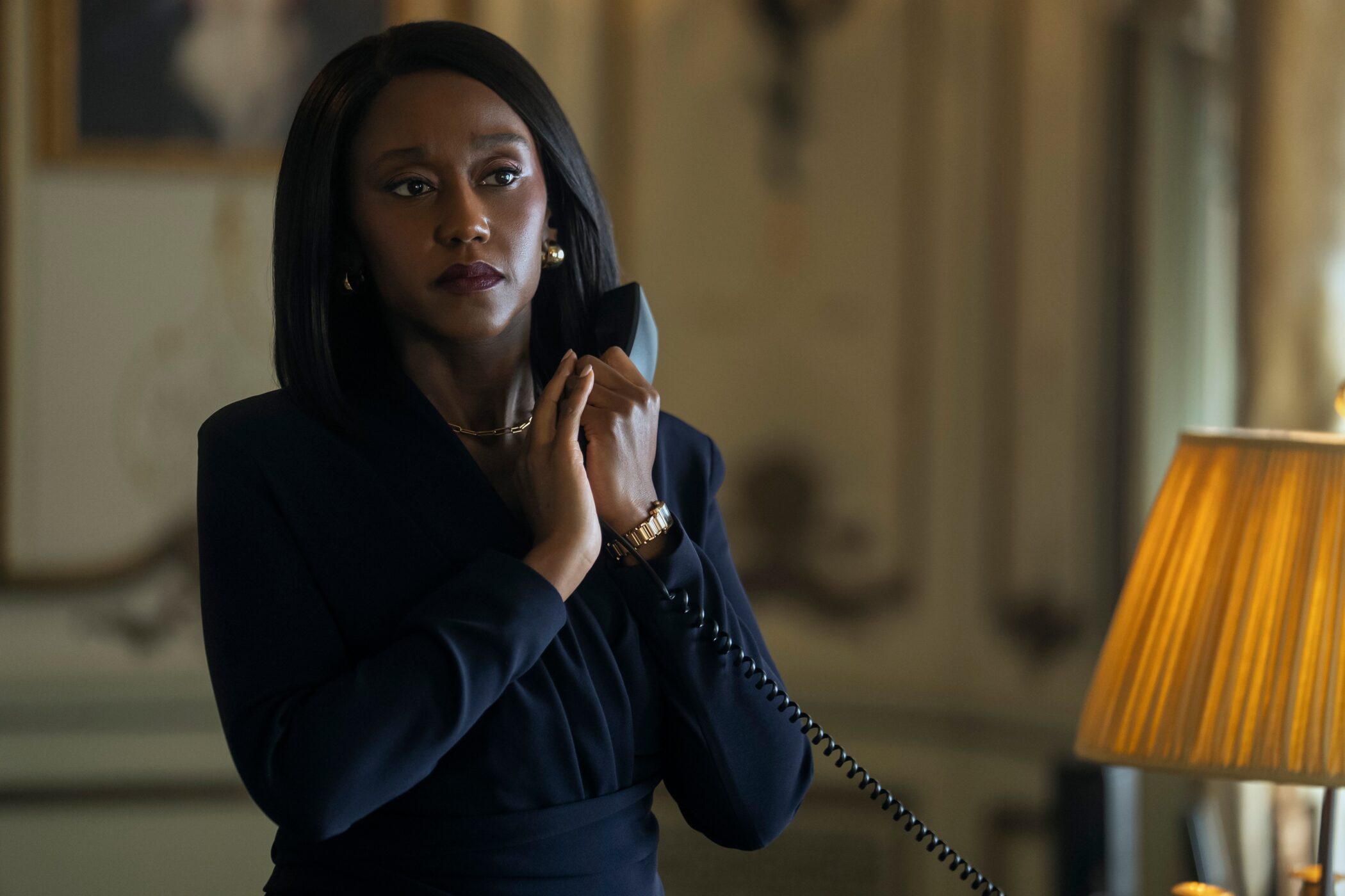 An embassy officer on the phone in The Diplomat season 4