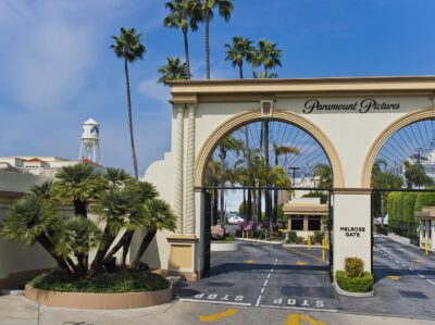 The Melrose Gate entrance of the Paramount Pictures studio lot in Hollywood