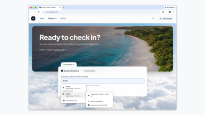 Chrome enhanced autofill suggesting a flight booking code pulled from Gmail on an airline check-in form — Image: Google