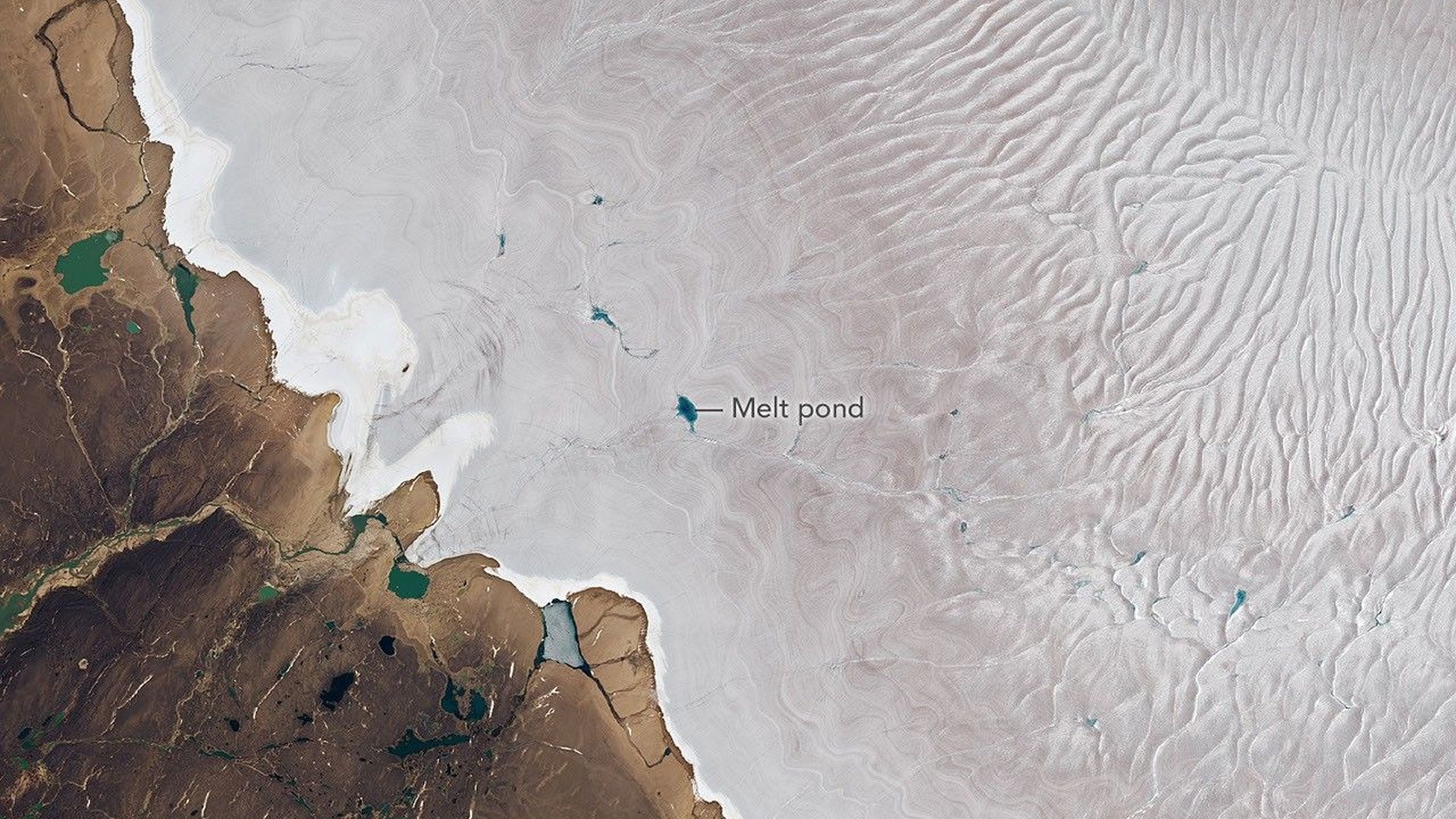 Photo: es.martincid.com Barnes ice cap margin landsat melt pond