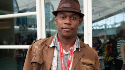 Bokeem Woodbine in a brown fedora and leather jacket at San Diego Comic-Con, 2011