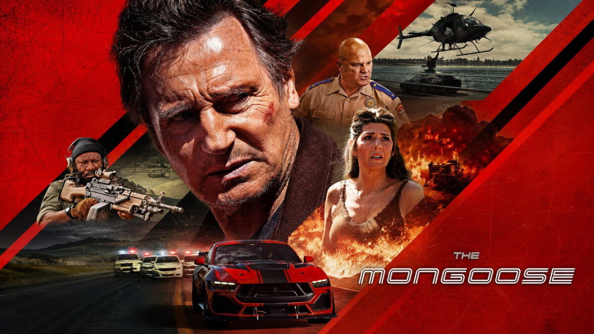Key art for The Mongoose with Liam Neeson, Marisa Tomei, Ving Rhames and Michael Chiklis
