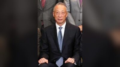 Hiro Matsuoka, president and CEO of Toho, seated in a dark suit and light blue tie at the Prime Minister's Office in Tokyo, September 2024