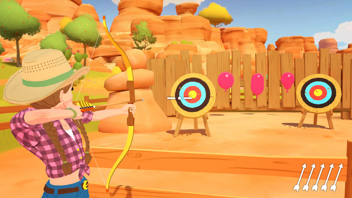 A cowgirl plays guitar by a campfire next to her horses and a dog in HORSE CLUB Ride West