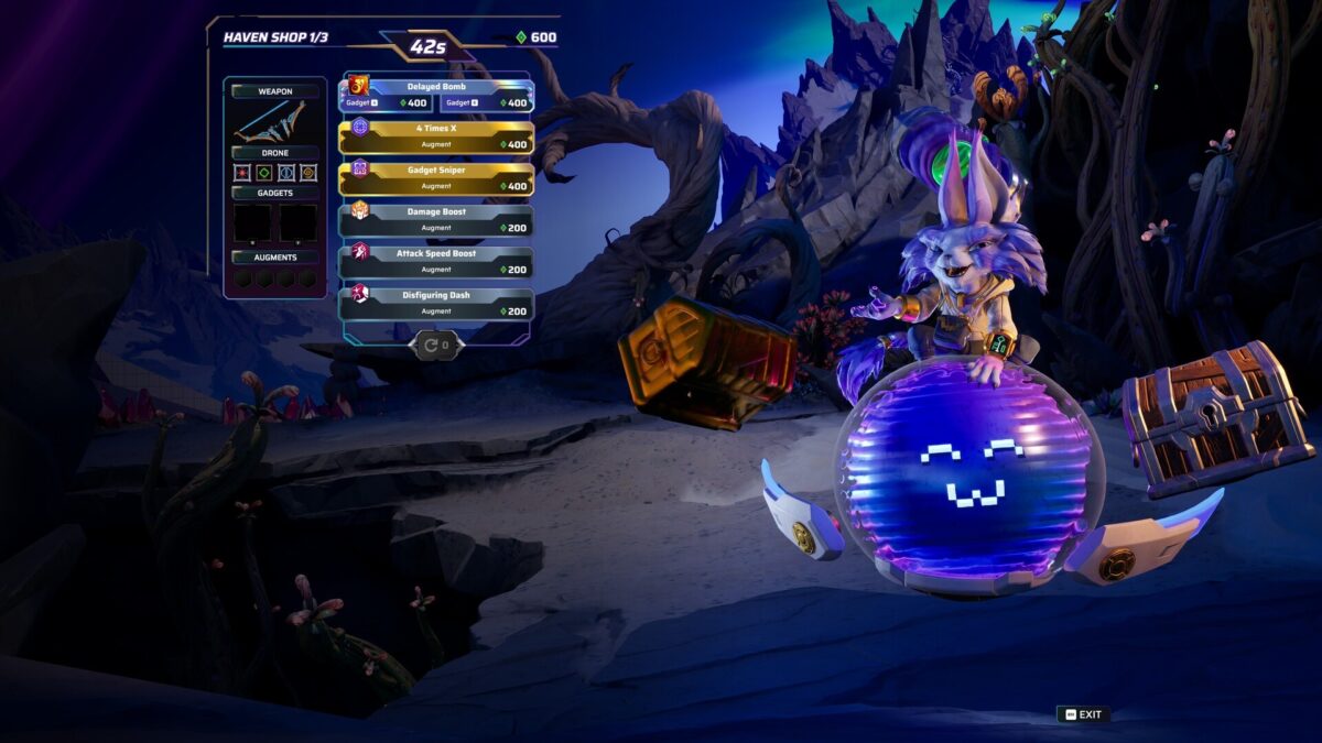 The HAVEN shop screen where Operators buy gadgets and augments in Marked for Mayhem