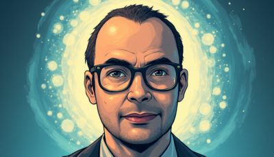 Comic-style AI illustration of Demis Hassabis