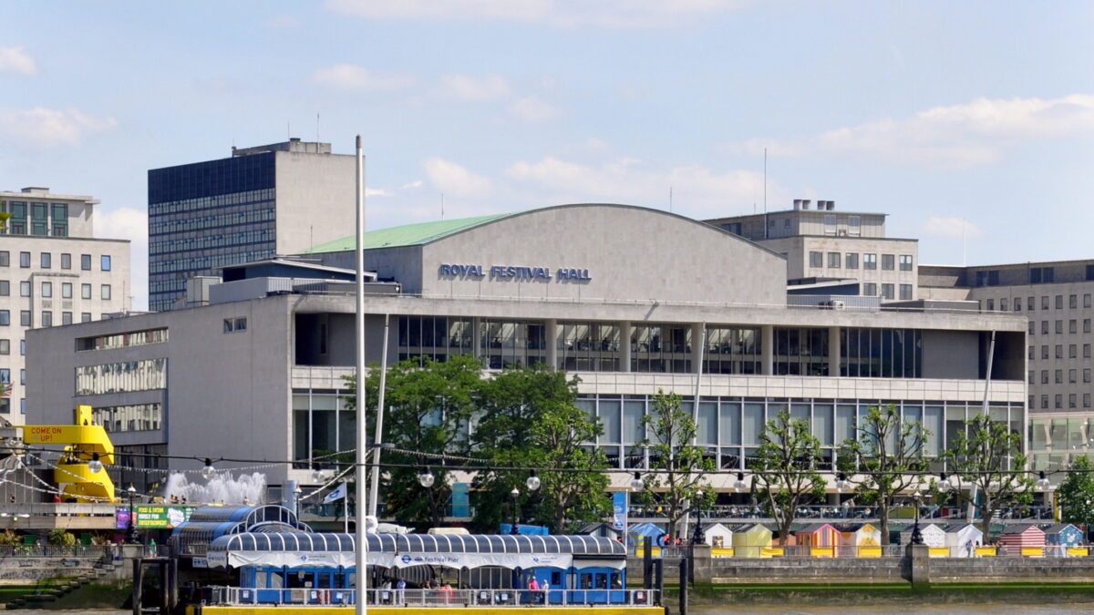 The Royal Festival Hall on the South Bank of the Thames in London