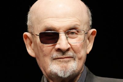 Salman Rushdie at the launch of Knife at the Deutsches Theater Berlin in May 2024