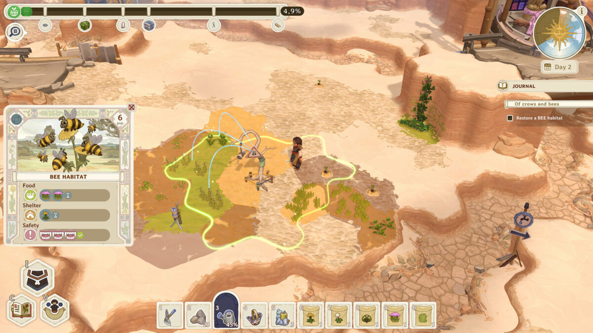 Restoring a bee habitat on cracked desert terrain in The Regreening