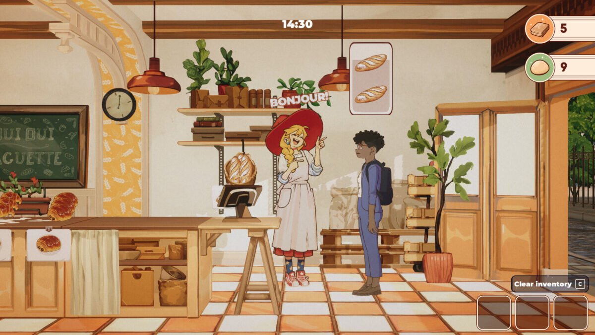 Lunne greets a customer at the counter of her Paris bakery in The Witch’s Bakery