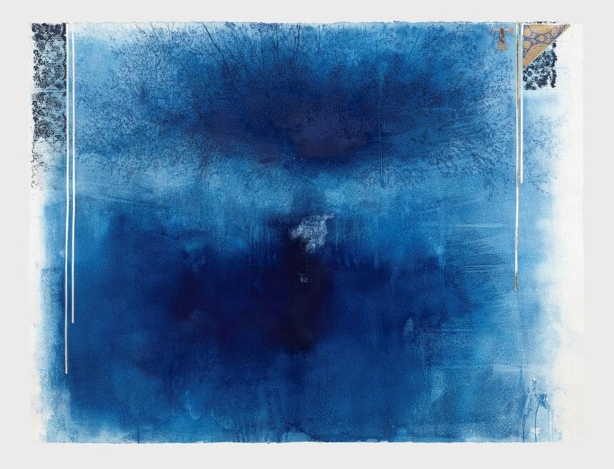 Ricardo Brey, Blue Shade, 2019, mixed media on paper, 47 1/8 x 62 7/8 in (120 x 160 cm). Courtesy Alexander Gray Associates, New York © Ricardo Brey/Artists Rights Society (ARS), New York.