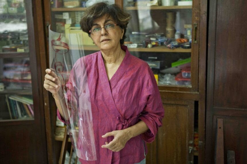 Nalini Malani in her studio, Mumbai.