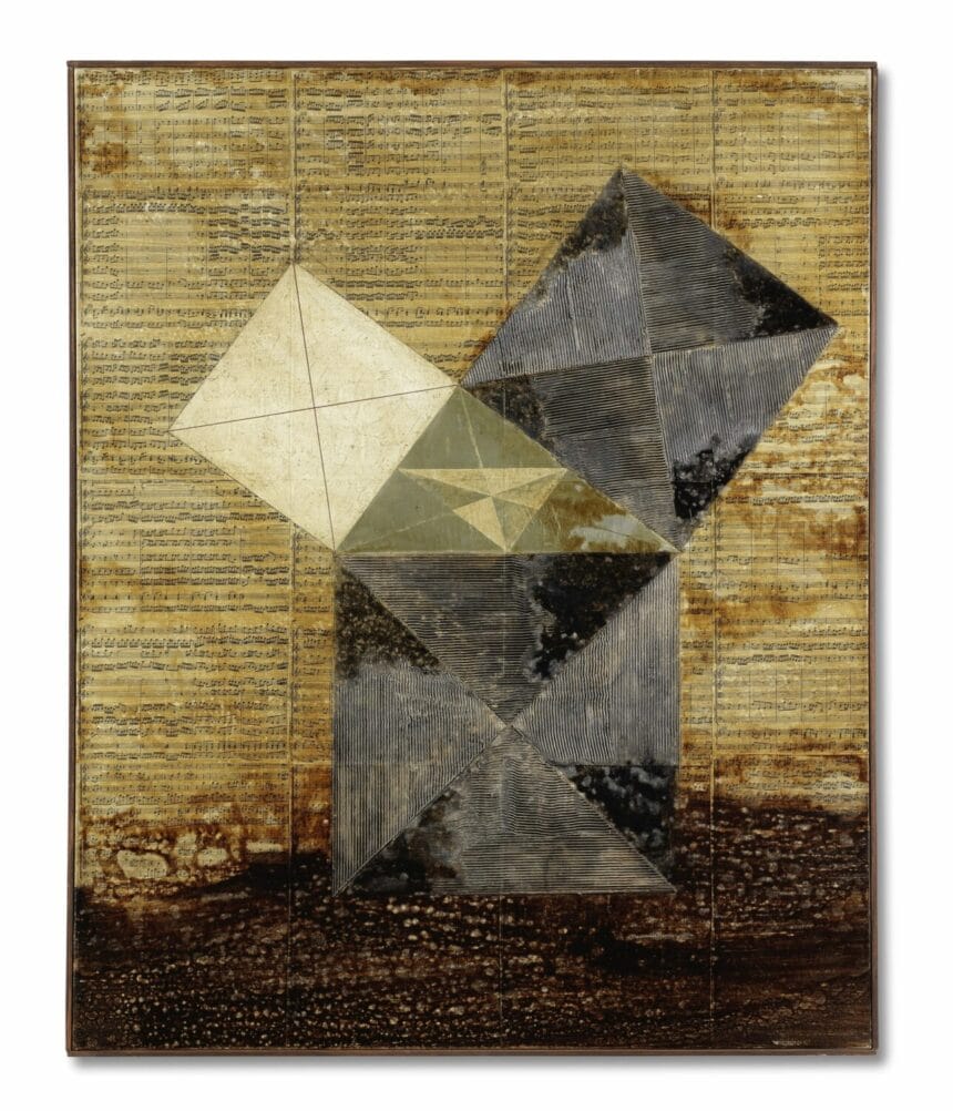 Dmitri Plavinsky (Russian, born 1937), Pythagoras's Theorem & Bach, 1988. Estimate: £20,000-25,000