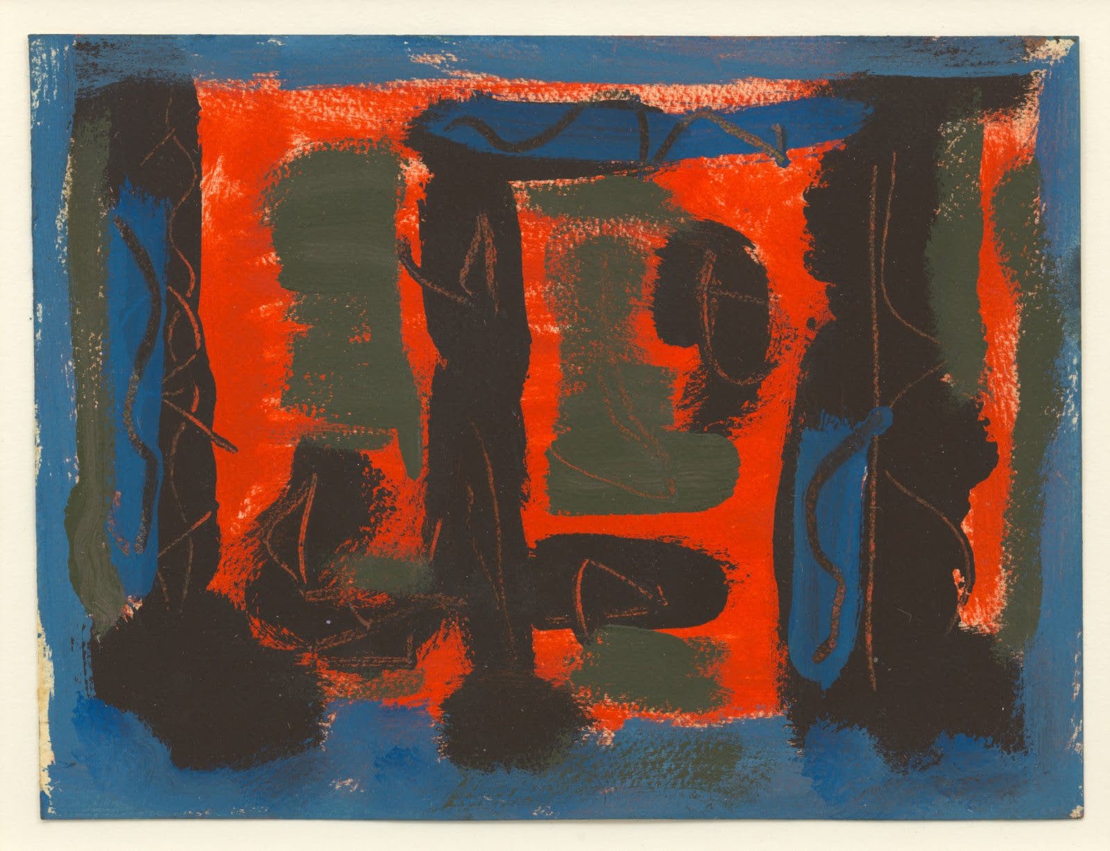 Untitled, c. late 1950s, gouache on paper, 5.25h x 7w in (13.34h x 17.78w cm)