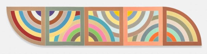 Frank Stella, Damascus Gate, Stretch Variation II, Half Size, 1969, Acrylic on canvas, 60 by 300 inches (152.4 x 762 cm), courtesy of Edward Tyler Nahem