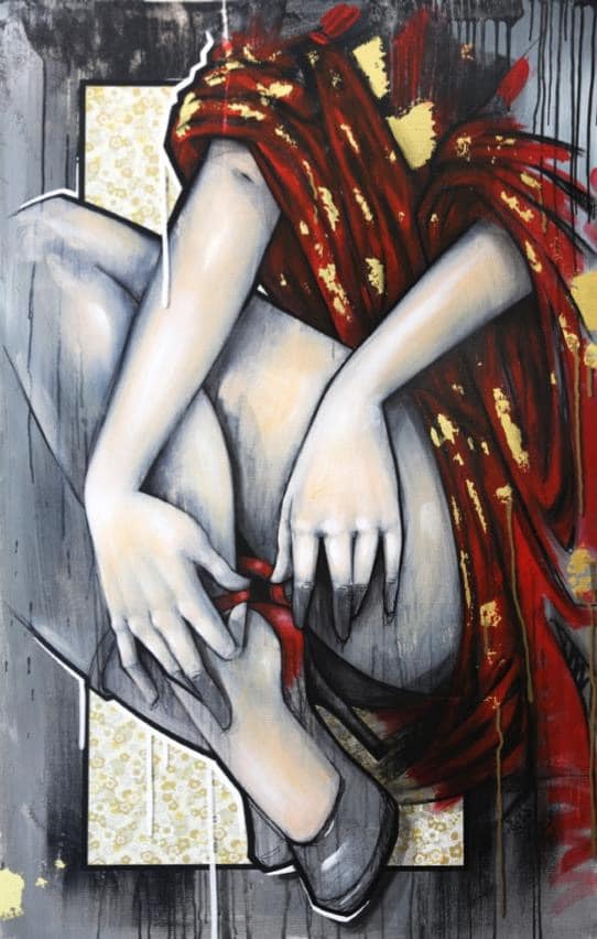 Figure4:??? Valentine’s Day, 2017, Mixed Media on Canvas, 80 x 130 cm