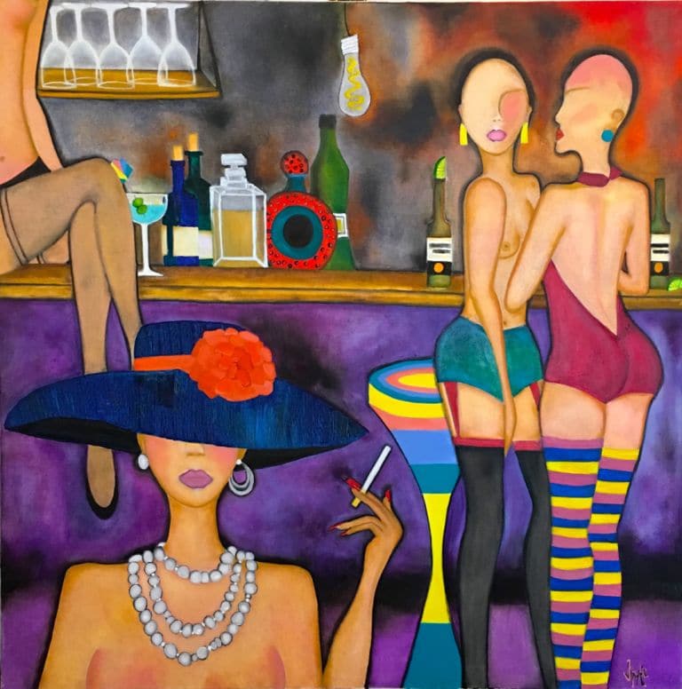Figure5: Jalouse, 2014, Oil on canvas, 100 x 100 cm