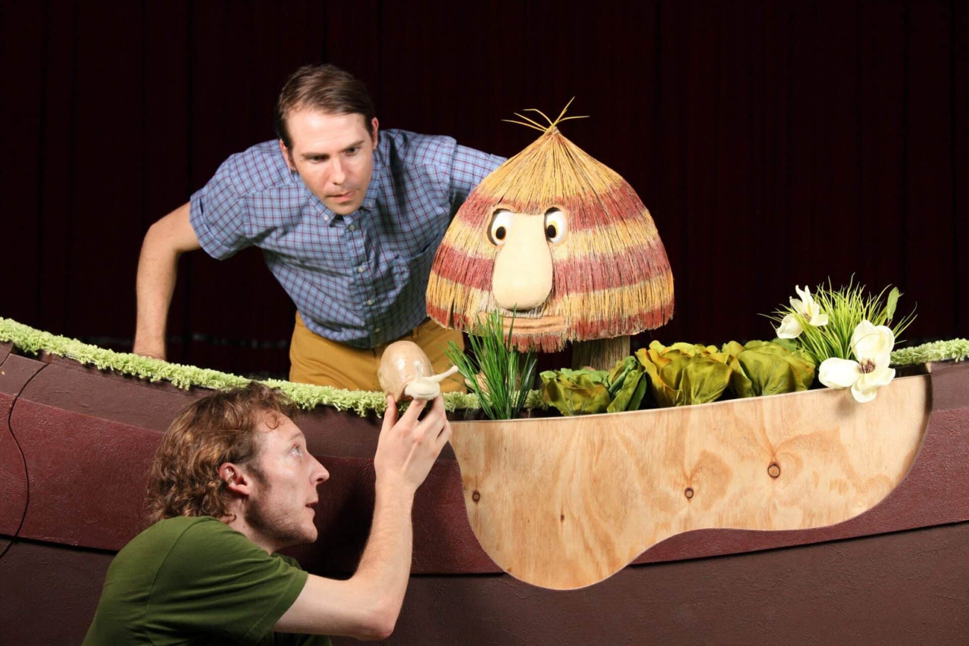 Nathan O'Keefe, Lucas Stibbard and Grug. Windmill Theatre…Photo Tony Lewis