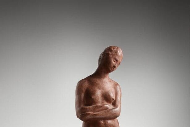 Wilhelm Lehmbruck, “Kleine Sinnende (Small Pensive Woman)”, 1910-1911 Painted plaster, 21 x 6 1/4 x 6 3/4 inches