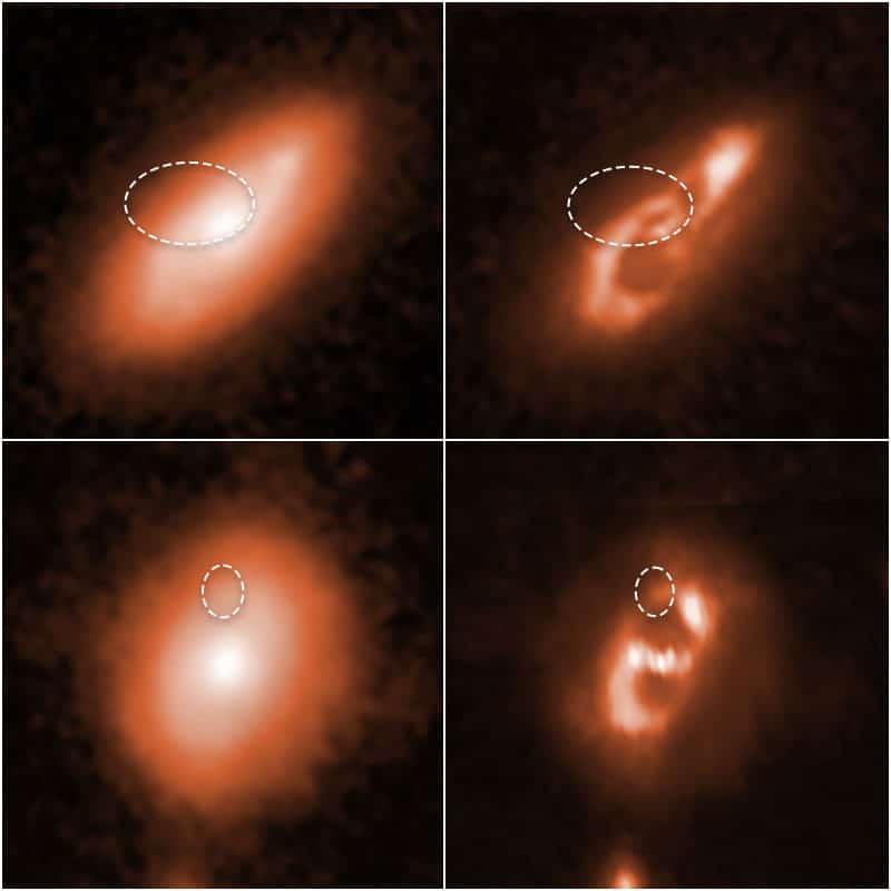 El Hubble capturó imágenes de las galaxias anfitrionas en las que se rastrearon las Ráfagas Rápidas de Radio (FRB). Credits: SCIENCE: NASA, ESA, Alexandra Mannings (UC Santa Cruz), Wen-fai Fong (Northwestern) IMAGE PROCESSING: Alyssa Pagan (STScI)