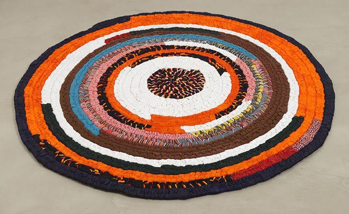 Harmony Hammond, Floorpiece V, 1973, cloth and acrylic, 59 1/2 x 59 1/2 in (151.13 x 151.13 cm)