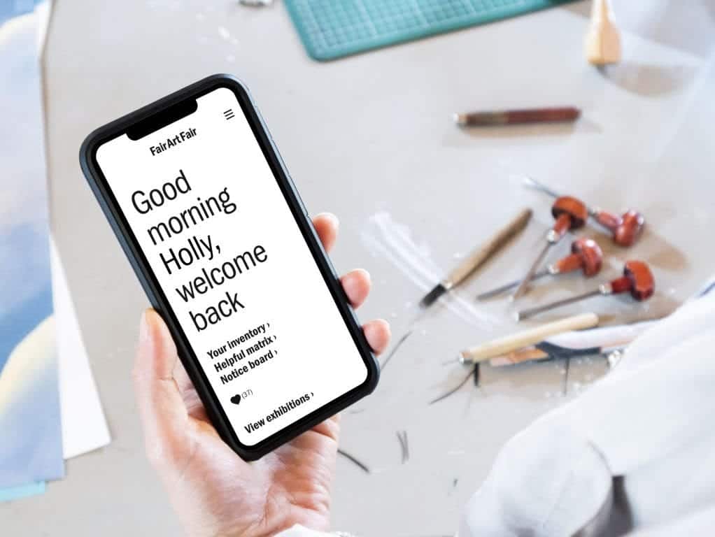 Fair Art Fair: a revolutionary app creating a new art world community. Launching July 2021 Holly Drewett using Fair Art Fair, courtesy Fair Art Fair