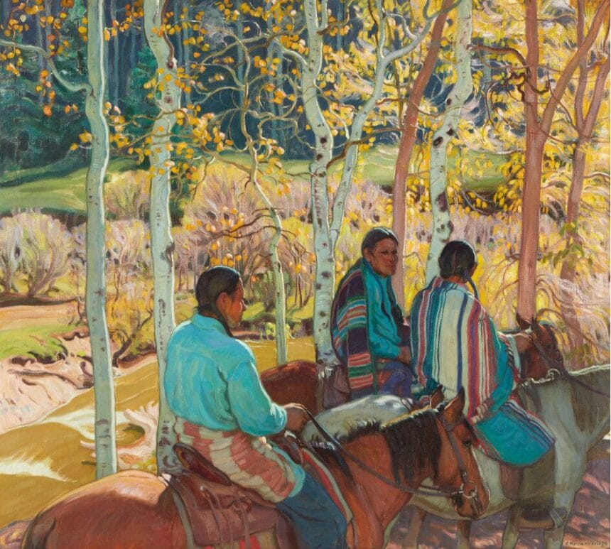 Ernest Martin Hennings (1886-1956) Indian Horsemen Oil on canvas, 36 x 40in. Estimate: $600,000 - 800,000