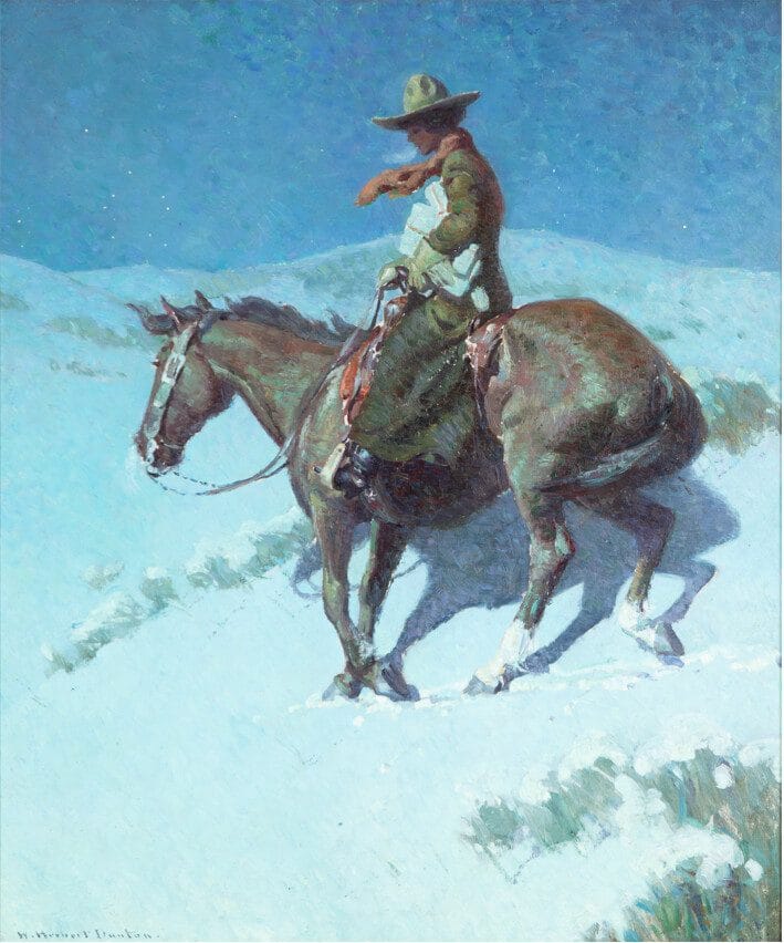 William Herbert ‘Buck’ Dunton (1878-1936), Delivering the Mail Oil on canvas, 30 x 25in. Estimate: $150,000 - 250,000