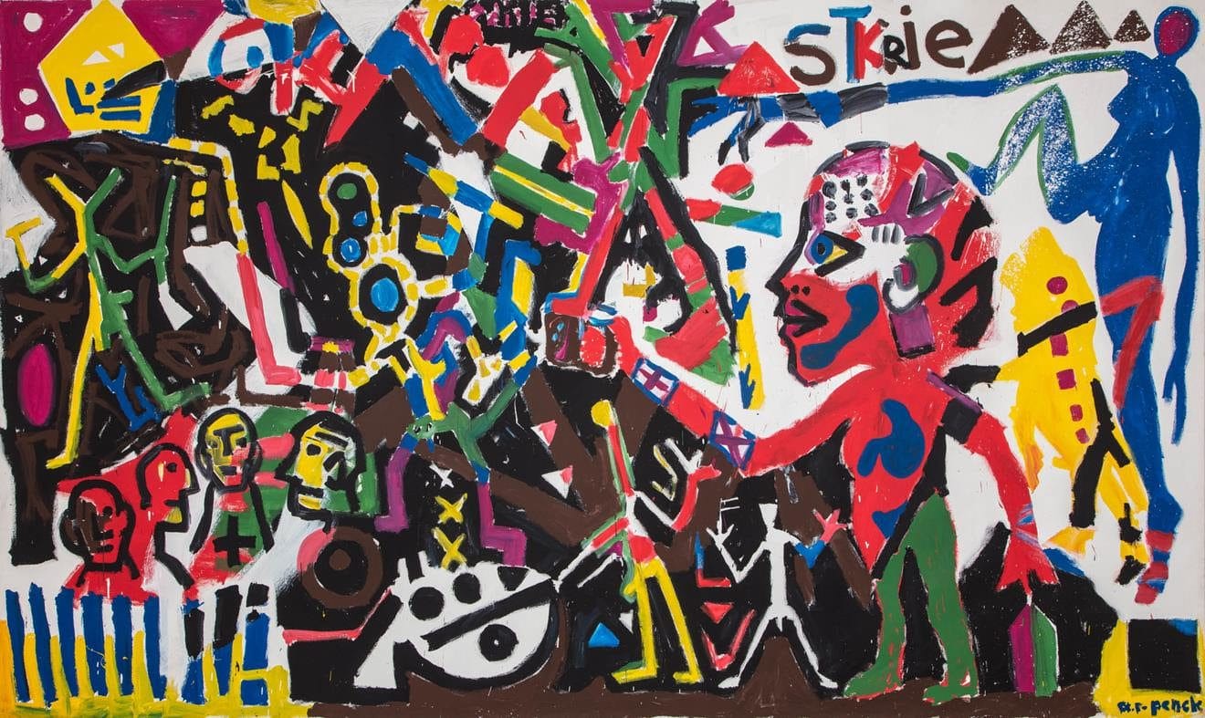 A.R. Penck, "tskrie VIII", 1984 Dispersion on canvas 118 x 196 3/4 inches (300 x 500 cm)