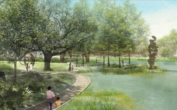 Rendering of Sydney and Walda Besthoff Sculpture Garden expansion. Image Courtesy of NOMA and Reed Hilderbrand.