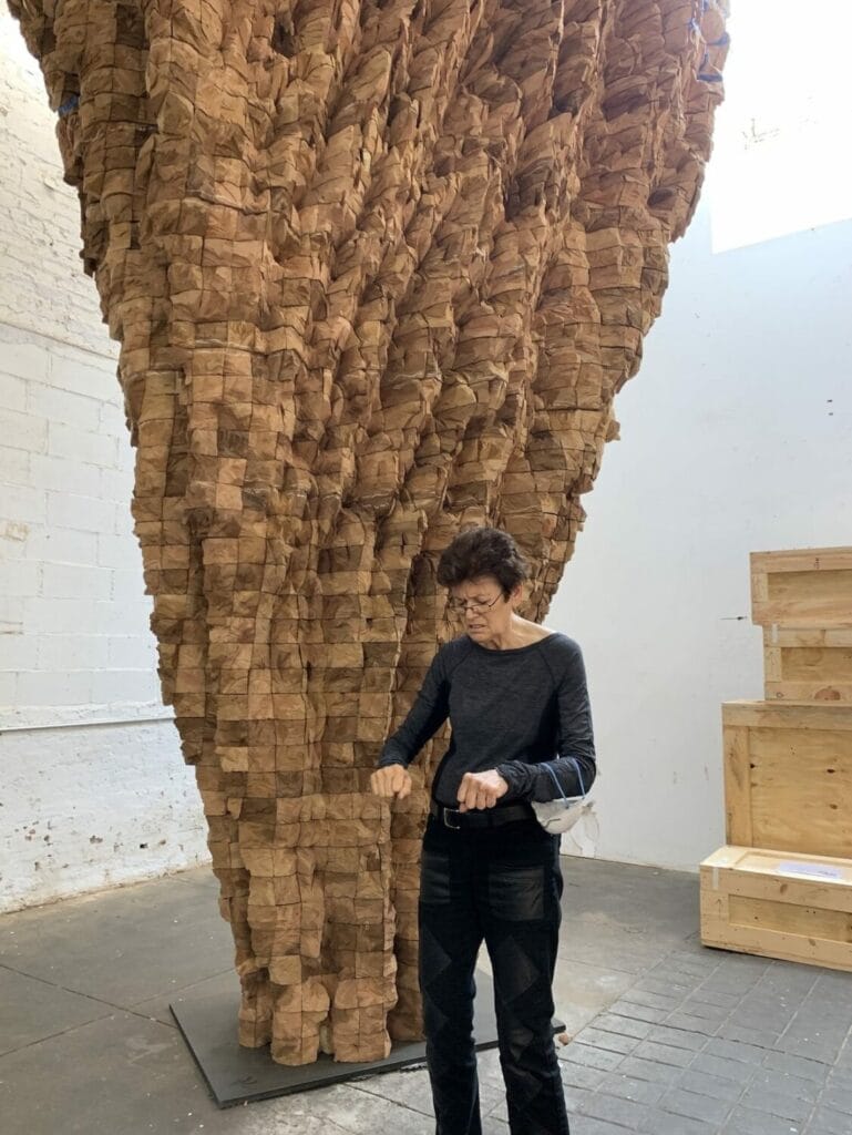 Ursula Von Rydingsvard in her studio Fall 2019