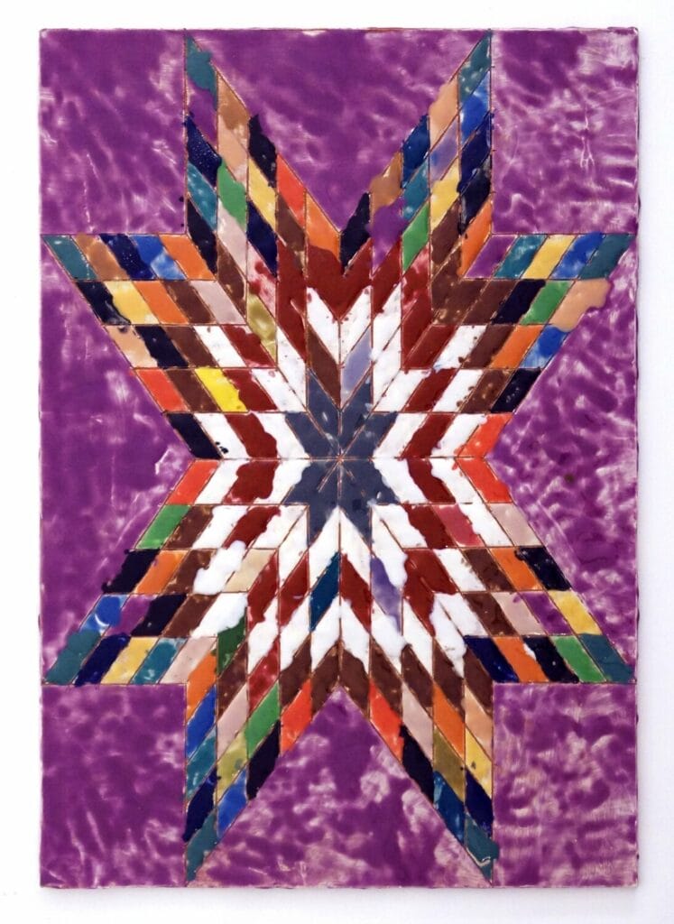 Polly Apfelbaum, Purple Fire, 2021, Terracotta and glaze. Courtesy of the artist and Arcadia Exhibitions.