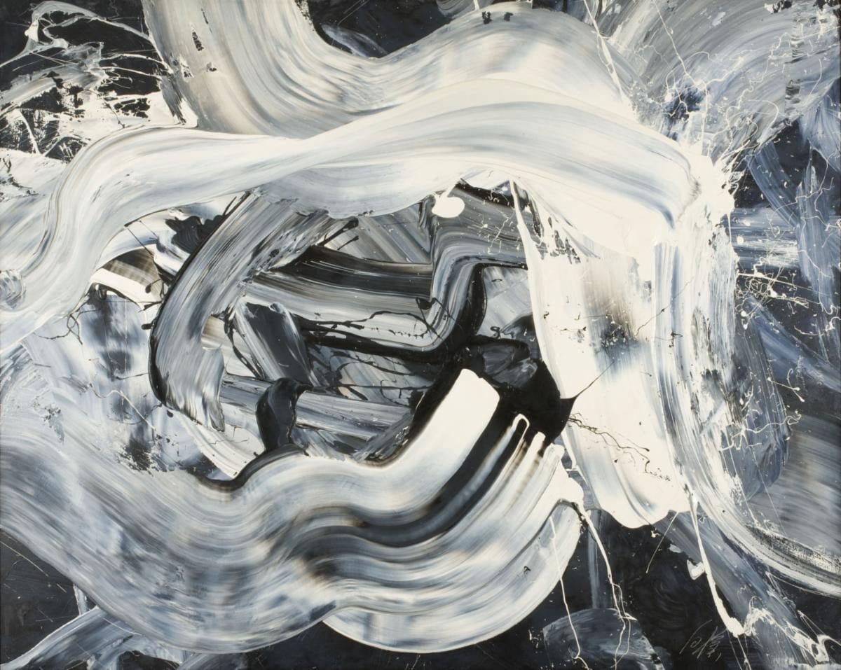 Kazuo Shiraga, Funryu [Jetstream], 1973. Alkyd paint on canvas, 71 5/8 x 89 3/8 inches (191.9 x 227 cm) © Estate of Kazuo Shiraga. The George Economou Collection, Athens