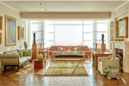 The living room of Gail Feingarten Oppenheimer’s (1938-2021) Beverly Hills condominium displaying works from Csaky, Gleizes, Lebasque, and more. Photo: Peter Perigo / Bonhams.