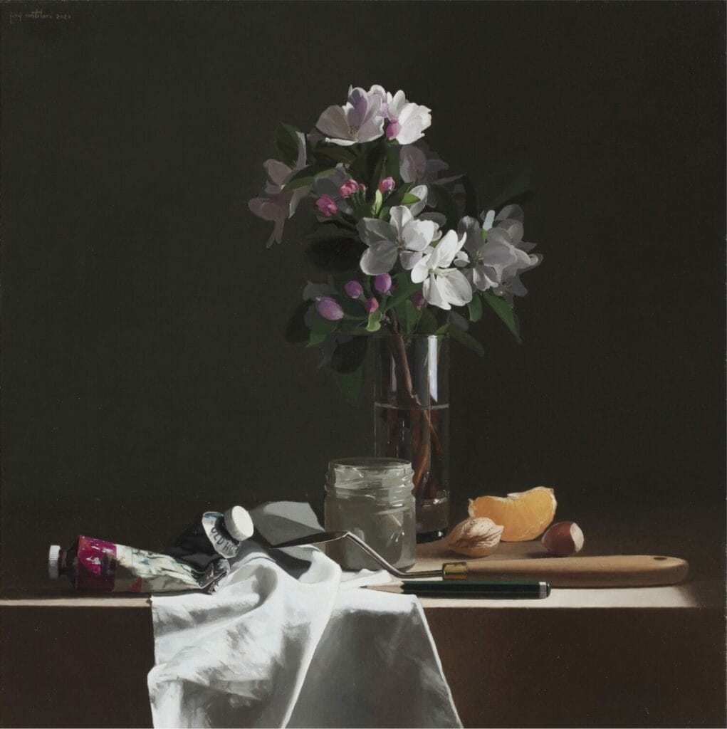 Josep Santilari, The topic, Fantin-Latour series, 2020, oil on canvas, 35 x 35cm (image courtesy of Stuart Lochhead Gallery, 2022)