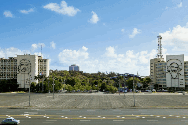 Coco Fusco, The Empty Plaza / La Plaza Vacia I, 2012. Digital chromogenic print. 26 1/8 x 39 1/2 in (66.36 x 100.33 cm); Arnie Zimmerman, Miramichi, 2003. Soda fired white stoneware. 16 x 20 x 12 in (40.64 x 50.8 x 30.48 cm); Luis Camnitzer, Canales, 1980. Typed document and map. Part 1: 11 x 8 1/2 in (27.9 x 21.6 cm); Part 2: 8 x 10 in (20.3 x 25.4 cm); 14 x 23 x 2 in framed (35.6 x 58.4 x 5.1 cm framed); Valeska Soares, Sea / Sea, 2007. Metallic ink on porcelain. Dimensions variable. Plates 12 5/8 in diameter each (32.07 cm diameter each)