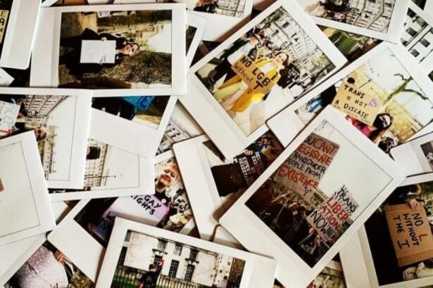 Polaroids of Protesters and their Ban Trans Conversion Therapy Placards. Courtesy of Museum of Transology.